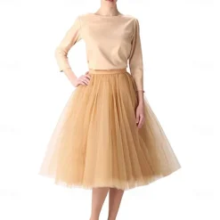 1950s Knee Length Petticoat Hoop Skirt Tutu Under Skirt Princess 23.6'' / 60cm Fancy Dress Women's Kings Day Halloween Carnival Masquerade Wedding Evening Party Tea Party Adults' Skirt