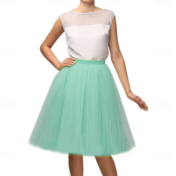 1950s Knee Length Petticoat Hoop Skirt Tutu Under Skirt Princess 23.6'' / 60cm Fancy Dress Women's Kings Day Halloween Carnival Masquerade Wedding Evening Party Tea Party Adults' Skirt