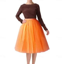 1950s Knee Length Petticoat Hoop Skirt Tutu Under Skirt Princess 23.6'' / 60cm Fancy Dress Women's Kings Day Halloween Carnival Masquerade Wedding Evening Party Tea Party Adults' Skirt