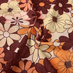 1970s Outfits for Women Bell Sleeve Tops Disco Outfit Floral Mock Neck Mesh Top