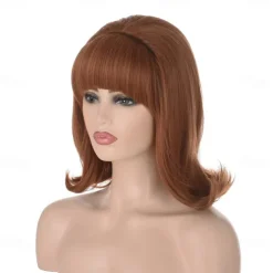 70s Pinup Pelucas 60s Beehive Style Vintage Look Carnival Costume Women Wig wtih Bang