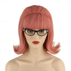70s Pinup Pelucas 60s Beehive Style Vintage Look Carnival Costume Women Wig wtih Bang