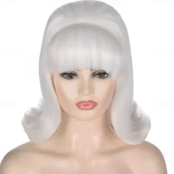 70s Pinup Pelucas 60s Beehive Style Vintage Look Carnival Costume Women Wig wtih Bang