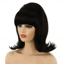 70s Pinup Pelucas 60s Beehive Style Vintage Look Carnival Costume Women Wig wtih Bang