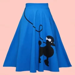 50s Poodle Skirts for Women Vintage High Waist A-line Skirt 1950s Grease Outfits Party Swing Skirts Casual Daily Skirt