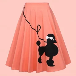 50s Poodle Skirts for Women Vintage High Waist A-line Skirt 1950s Grease Outfits Party Swing Skirts Casual Daily Skirt