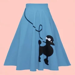 50s Poodle Skirts for Women Vintage High Waist A-line Skirt 1950s Grease Outfits Party Swing Skirts Casual Daily Skirt