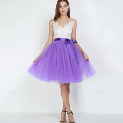 1950s Princess Rockabilly Knee Length Petticoat Hoop Skirt Tutu Under Skirt Solid Color Fancy Dress Women's Carnival Masquerade Party Evening Wear Cocktail Party Tea Party Adults' Skirt