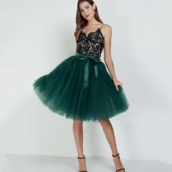 1950s Princess Rockabilly Knee Length Petticoat Hoop Skirt Tutu Under Skirt Solid Color Fancy Dress Women's Carnival Masquerade Party Evening Wear Cocktail Party Tea Party Adults' Skirt