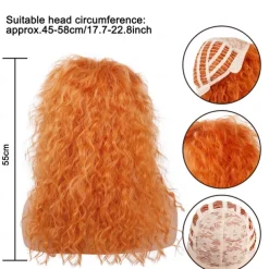 80s Rocker Punk Wig Long Curly Wig for Men and Women Retro Mullet Wigs for Halloween Costume Cosplay Party