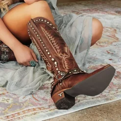 1970s Shoes Western Boot Square Toe Hippie Cowboy Fancy Dress Women's Masquerade Party / Evening Pride Parade Pride Month Adults' Shoes