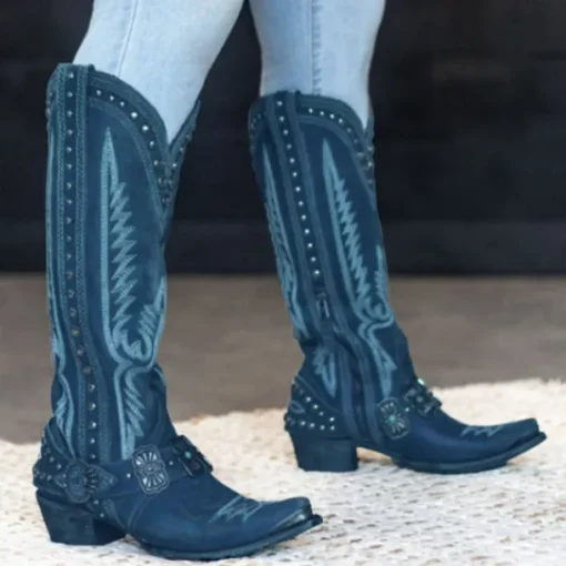 1970s Shoes Western Boot Square Toe Hippie Cowboy Fancy Dress Women's Masquerade Party / Evening Pride Parade Pride Month Adults' Shoes