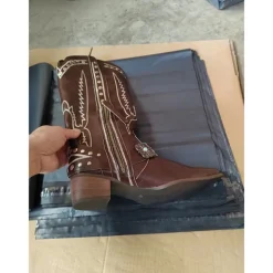 1970s Shoes Western Boot Square Toe Hippie Cowboy Fancy Dress Women's Masquerade Party / Evening Pride Parade Pride Month Adults' Shoes