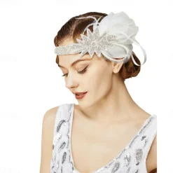 1920s The Great Gatsby Flapper Headband The Great Gatsby Wedding Guest Collarless Fancy Dress Women's Halloween Carnival Masquerade Party Masquerade Wedding Reception Adults' Hair Band All Seasons