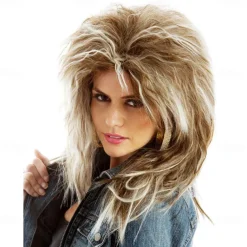 80's Tina Rock Diva Costume Wig 80s Rocker Wig Women - Tina 80 s Rocker Wig Brown Blonde Rocker Wig - Rock Diva Wig Halloween Wigs