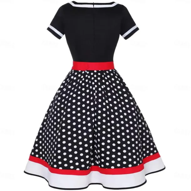 1950s Vintage Inspired Grease Outfits Flare Dress Fancy Dress Women's Date Party & Evening Bachelorette Party Silk Scarf Dress Earrings All Seasons