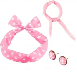 1950s Vintage Inspired Grease Outfits Flare Dress Fancy Dress Women's Date Party & Evening Bachelorette Party Silk Scarf Dress Earrings All Seasons