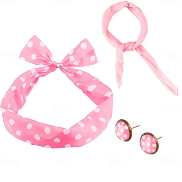 1950s Vintage Inspired Grease Outfits Flare Dress Fancy Dress Women's Date Party & Evening Bachelorette Party Silk Scarf Dress Earrings All Seasons