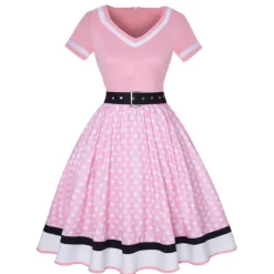 1950s Vintage Inspired Grease Outfits Flare Dress Fancy Dress Women's Date Party & Evening Bachelorette Party Silk Scarf Dress Earrings All Seasons