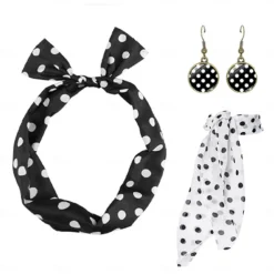 1950s Vintage Inspired Grease Outfits Flare Dress Fancy Dress Women's Date Party & Evening Bachelorette Party Silk Scarf Dress Earrings All Seasons