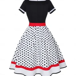 1950s Vintage Inspired Grease Outfits Flare Dress Fancy Dress Women's Date Party & Evening Bachelorette Party Silk Scarf Dress Earrings All Seasons