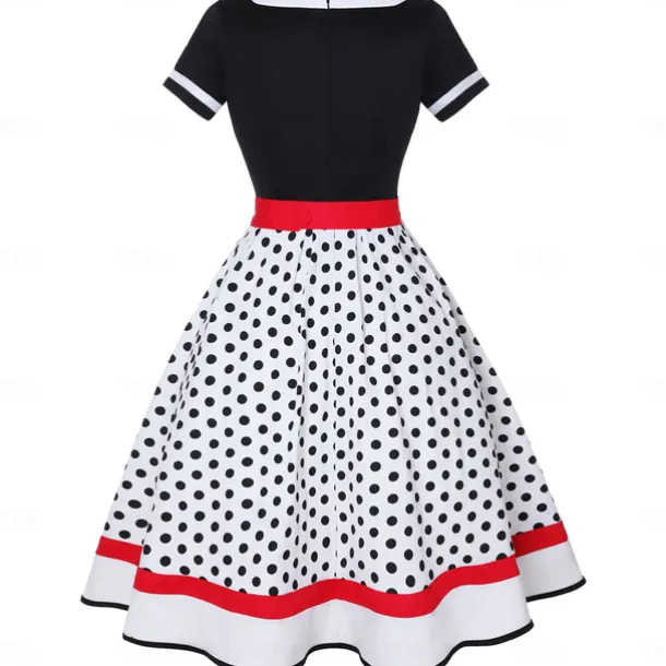 1950s Vintage Inspired Grease Outfits Flare Dress Fancy Dress Women's Date Party & Evening Bachelorette Party Silk Scarf Dress Earrings All Seasons