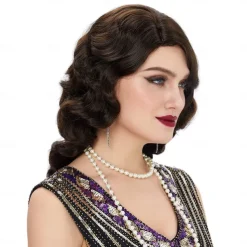 1920s Wig Finger Wave The Great Gatsby Curly Long Wig Vintage Wigs for Women Lady Synthetic Heat Resistant Full Wigs Cosplay Costume Fancy Dress