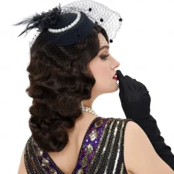 1920s Wig Finger Wave The Great Gatsby Curly Long Wig Vintage Wigs for Women Lady Synthetic Heat Resistant Full Wigs Cosplay Costume Fancy Dress