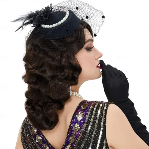 1920s Wig Finger Wave The Great Gatsby Curly Long Wig Vintage Wigs for Women Lady Synthetic Heat Resistant Full Wigs Cosplay Costume Fancy Dress