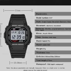 SANDA style Digital Watch Men Luxury Brand Military Watch Fashion Men Sport Watch Alarm Stopwatch Clock Male Wrist Watch