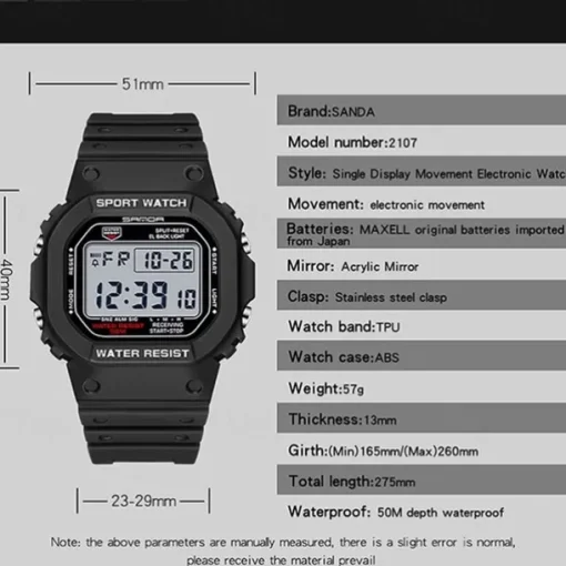 SANDA style Digital Watch Men Luxury Brand Military Watch Fashion Men Sport Watch Alarm Stopwatch Clock Male Wrist Watch
