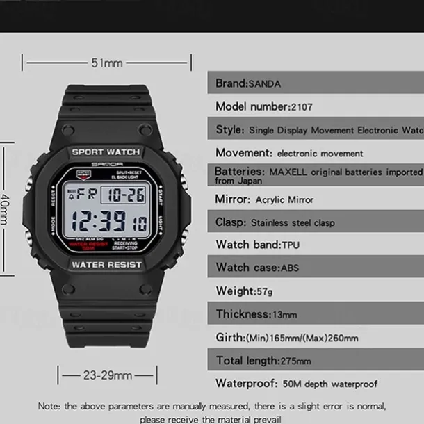SANDA style Digital Watch Men Luxury Brand Military Watch Fashion Men Sport Watch Alarm Stopwatch Clock Male Wrist Watch