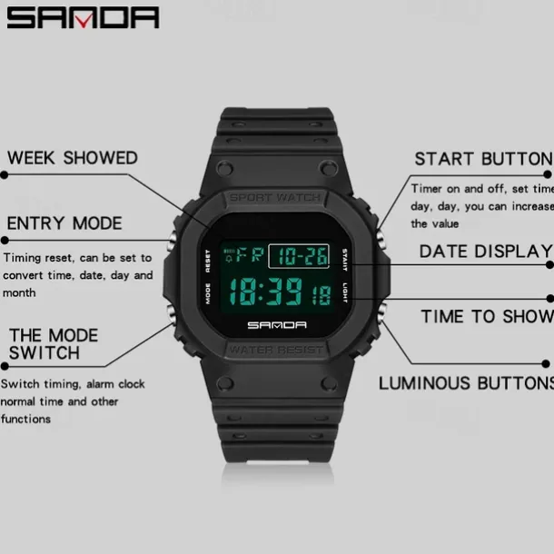 SANDA style Digital Watch Men Luxury Brand Military Watch Fashion Men Sport Watch Alarm Stopwatch Clock Male Wrist Watch