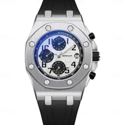 SANDA Fashion Casual Men Watch Automatic Mechanical Luminous Waterproof Clock White Silicone Strap New Mens Watches