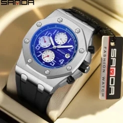 SANDA Fashion Casual Men Watch Automatic Mechanical Luminous Waterproof Clock White Silicone Strap New Mens Watches