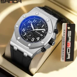 SANDA Fashion Casual Men Watch Automatic Mechanical Luminous Waterproof Clock White Silicone Strap New Mens Watches
