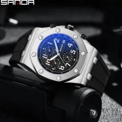 SANDA Fashion Casual Men Watch Automatic Mechanical Luminous Waterproof Clock White Silicone Strap New Mens Watches