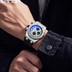 SANDA Fashion Casual Men Watch Automatic Mechanical Luminous Waterproof Clock White Silicone Strap New Mens Watches