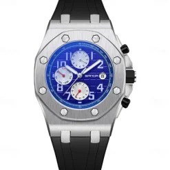 SANDA Fashion Casual Men Watch Automatic Mechanical Luminous Waterproof Clock White Silicone Strap New Mens Watches