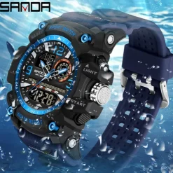 SANDA Men Digital Watch Fashion Casual Business Wristwatch Luminous Stopwatch Alarm Clock Calendar TPU Watch