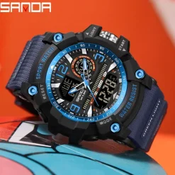 SANDA Men Digital Watch Fashion Casual Business Wristwatch Luminous Stopwatch Alarm Clock Calendar TPU Watch