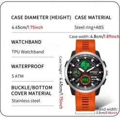 SANDA Men Digital Watch Fashion Casual Business Wristwatch Luminous Stopwatch Alarm Clock Countdown TPU Watch