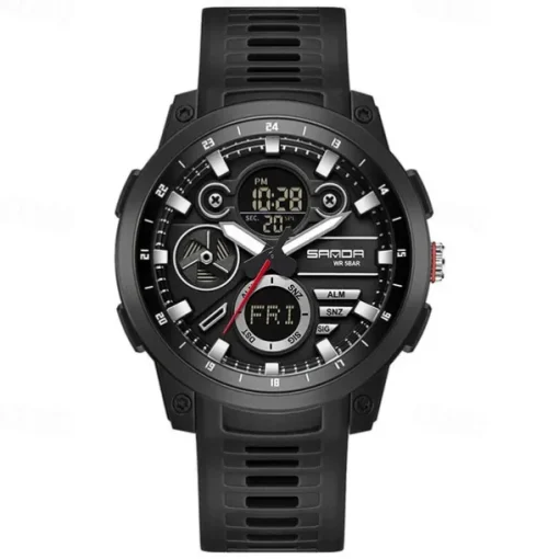 SANDA Men Digital Watch Fashion Casual Business Wristwatch Luminous Stopwatch Alarm Clock Countdown TPU Watch
