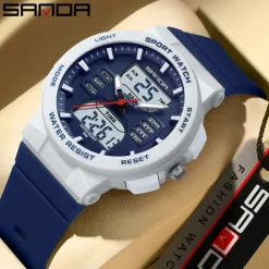 SANDA Men Digital Watch Fashion Casual Business Wristwatch Luminous Stopwatch Countdown Calendar TPU Watch