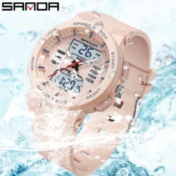 SANDA Men Digital Watch Fashion Casual Business Wristwatch Luminous Stopwatch Countdown Calendar TPU Watch