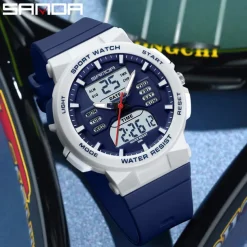 SANDA Men Digital Watch Fashion Casual Business Wristwatch Luminous Stopwatch Countdown Calendar TPU Watch