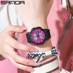 SANDA Men Digital Watch Fashion Casual Business Wristwatch Luminous Stopwatch Countdown Calendar TPU Watch