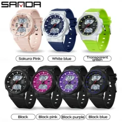 SANDA Men Digital Watch Fashion Casual Business Wristwatch Luminous Stopwatch Countdown Calendar TPU Watch