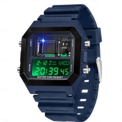 SANDA Men Digital Watch Fashion Casual Wristwatch Shock Resistant Luminous Stopwatch Alarm Clock Countdown TPU Watch