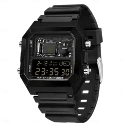 SANDA Men Digital Watch Fashion Casual Wristwatch Shock Resistant Luminous Stopwatch Alarm Clock Countdown TPU Watch